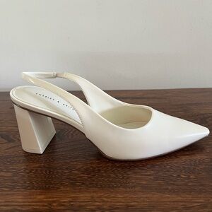 Never worn! Charles & Keith white heels